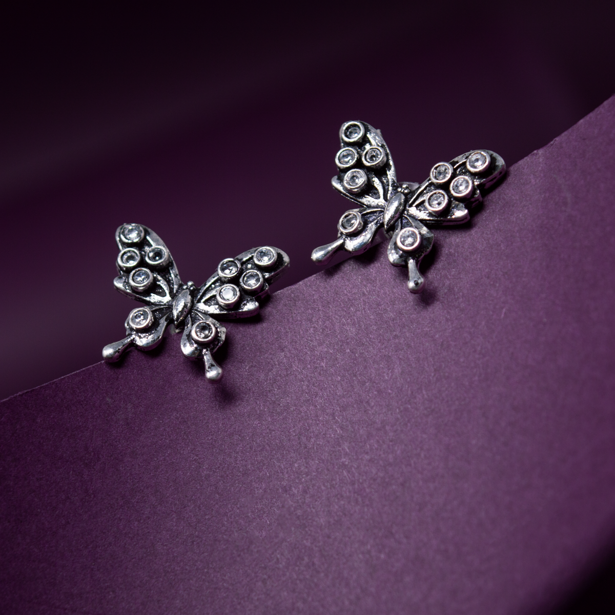 Butterfly Shape Ad Studs at Rs 380/pair | American Diamond Earrings in  Mumbai | ID: 2853264102391